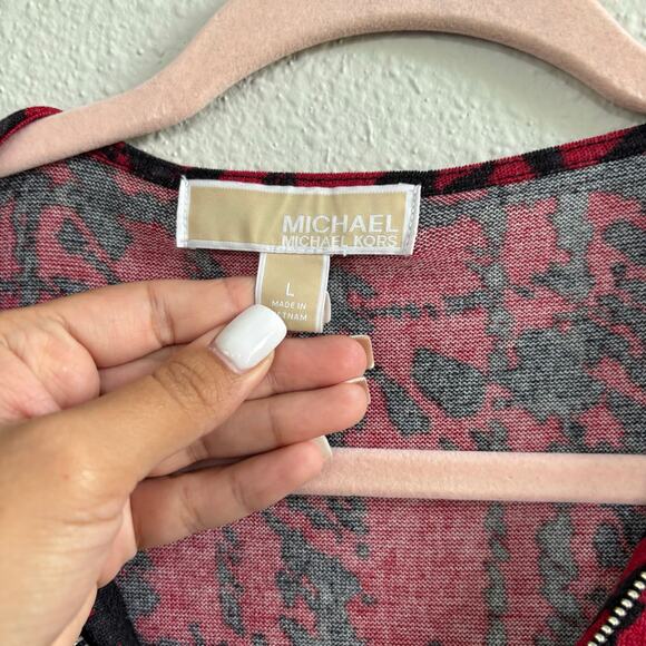 Michael Michael Kors Red and Black Sweater Dress Half Zip Closure Knee Length L - Picture 2 of 8